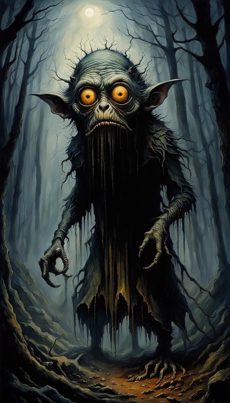 Ethereal Cyclop Haunted by Dark Night Terrors in Surrealist...