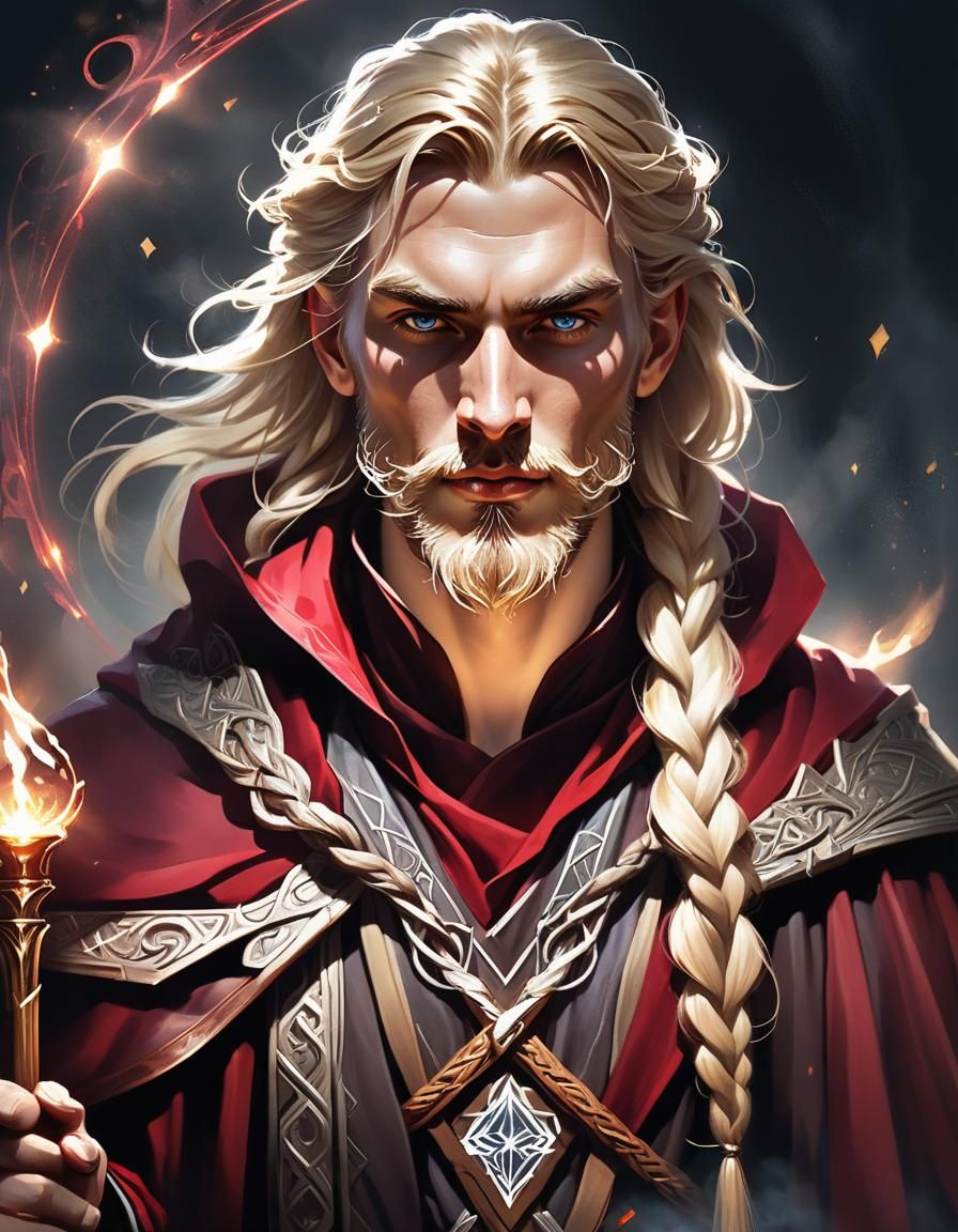 Fantasy Wizard Portrait in the Style of Art Nouveau