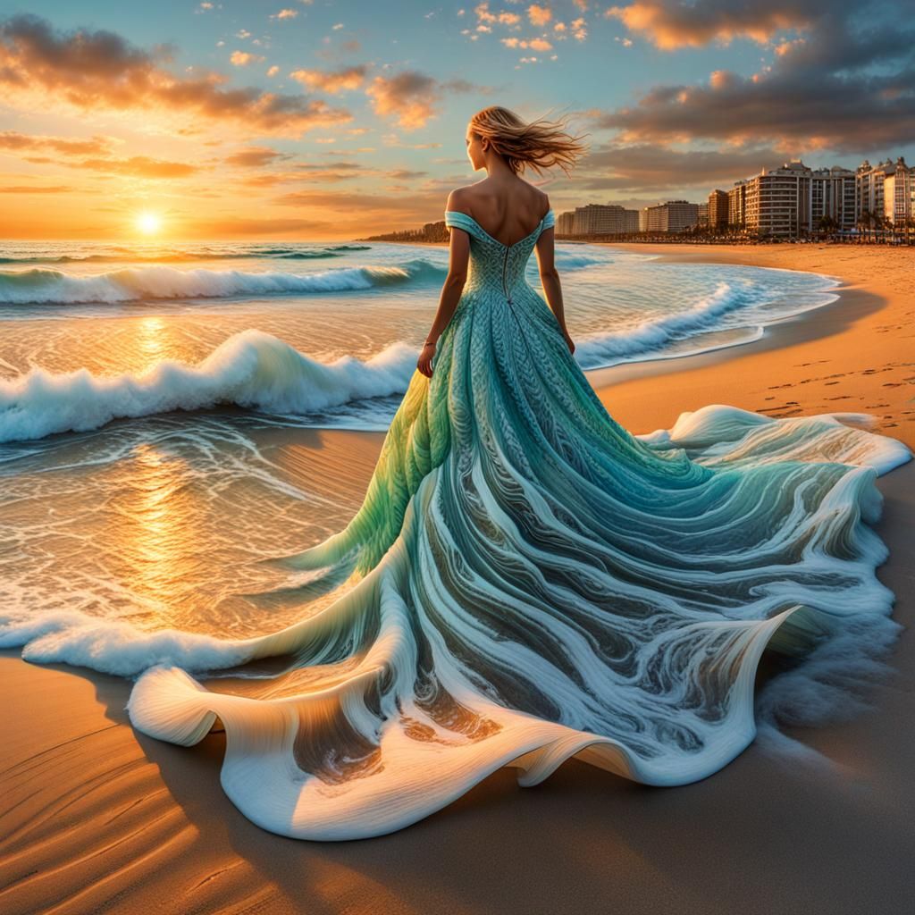 A panorama of seafoam waves