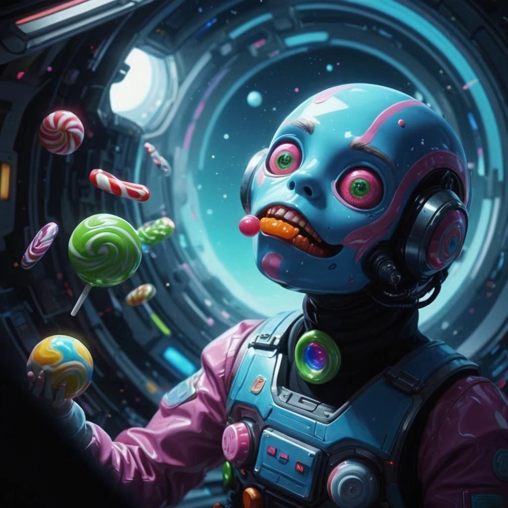 Candy Art Sci-Fi Scene: Postmodern Digital Illustration