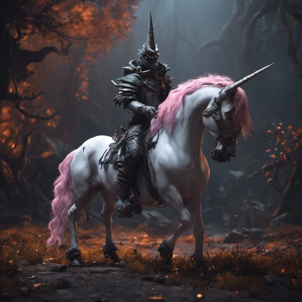 Spooky Unicorn with Tim Burton Vibes