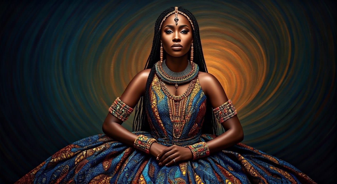 A Regal African Queen in Traditional Attire