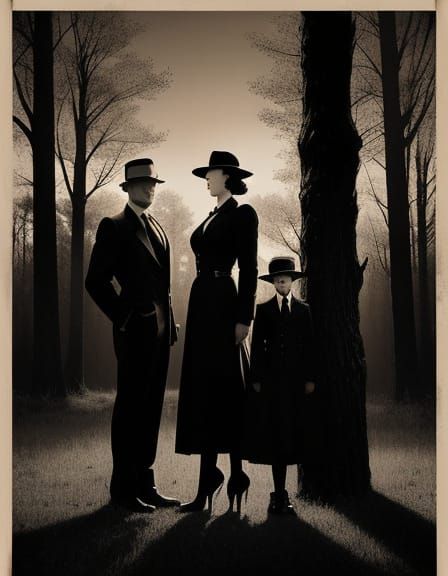 Timeless Spy Family Portrait in Vintage Noir Style