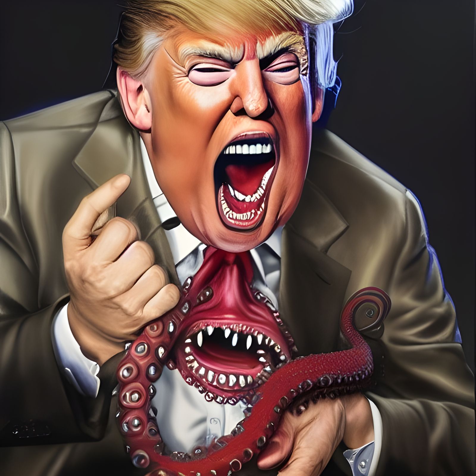 Nightmarish Kiss: Donald Trump in Oil Painting Style