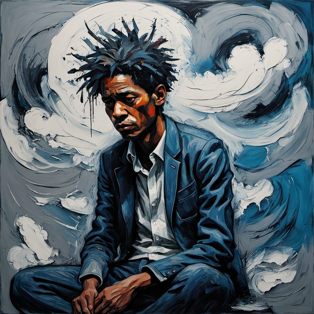 Contemplative Figure Lost in Existential Turmoil