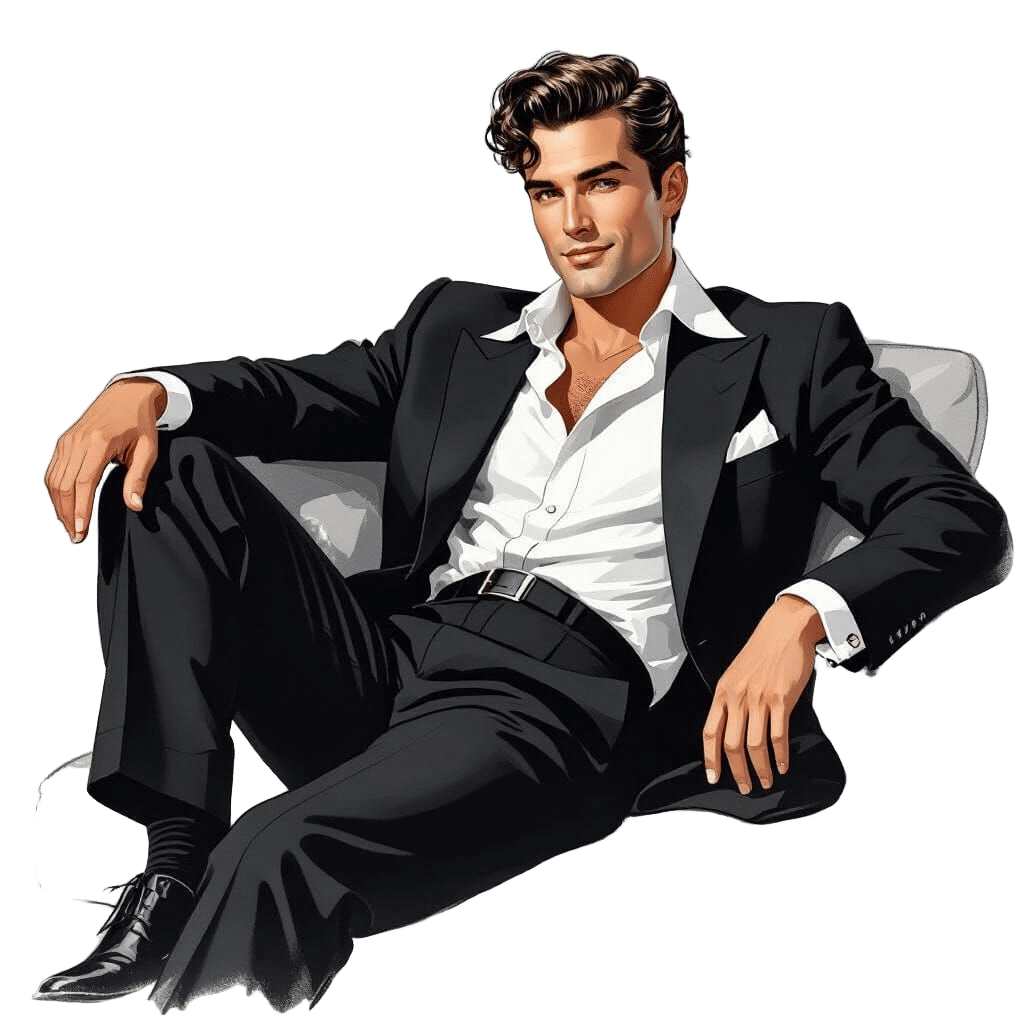 Handsome 1950s Man in Charcoal Drawing Style