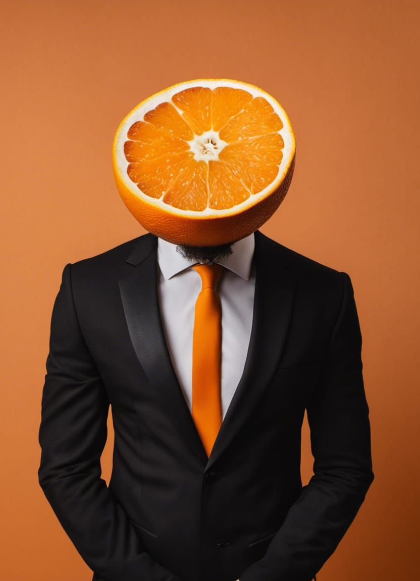Surreal Portrait: Man with an Orange Head
