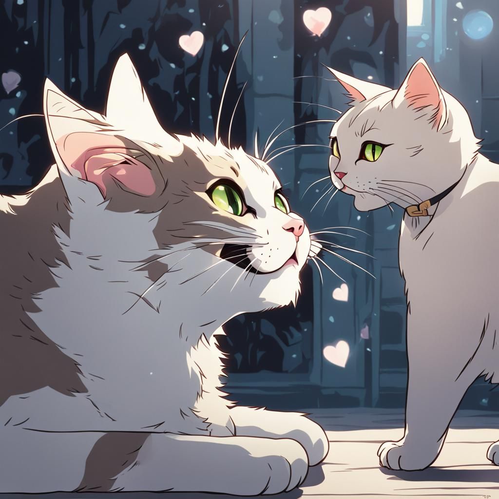 Playful Cat with Tongue Out in Anime Style