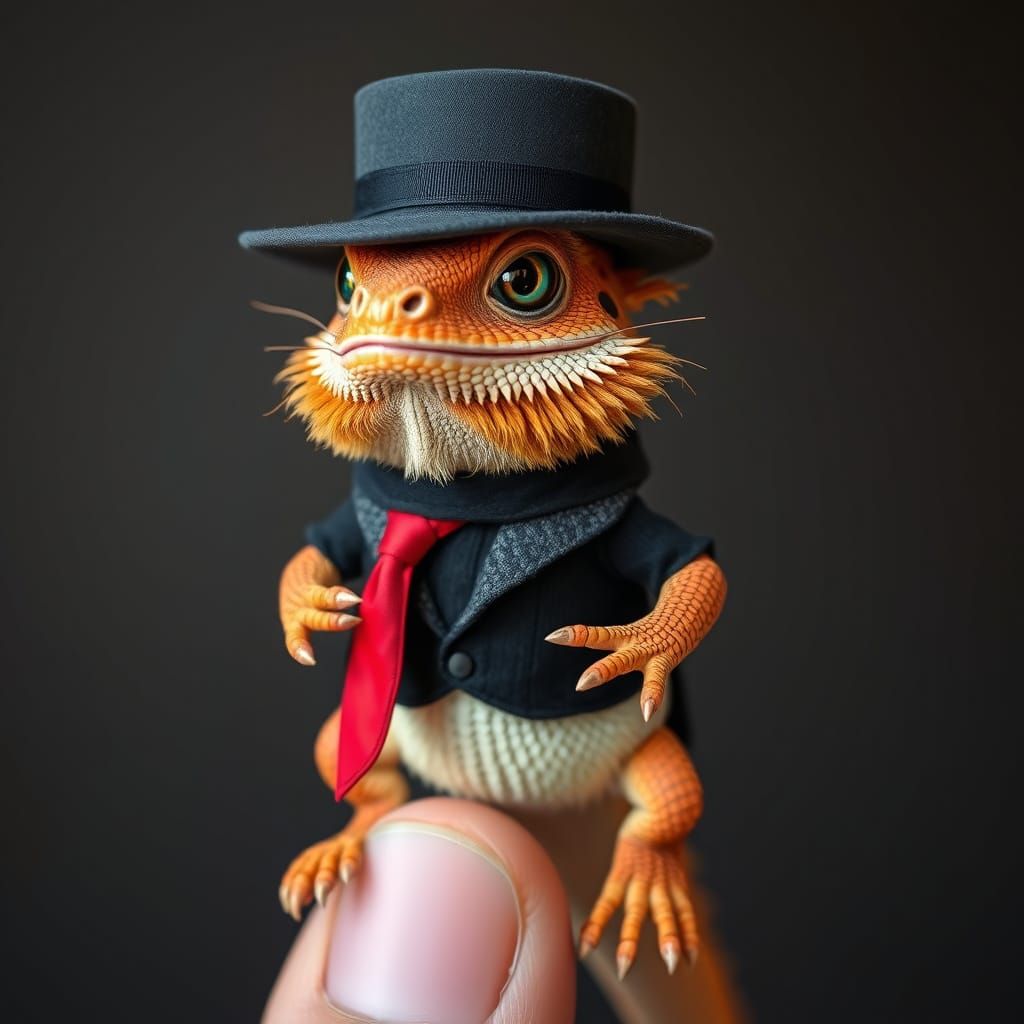 Dapper Bearded Dragon in Formal Attire