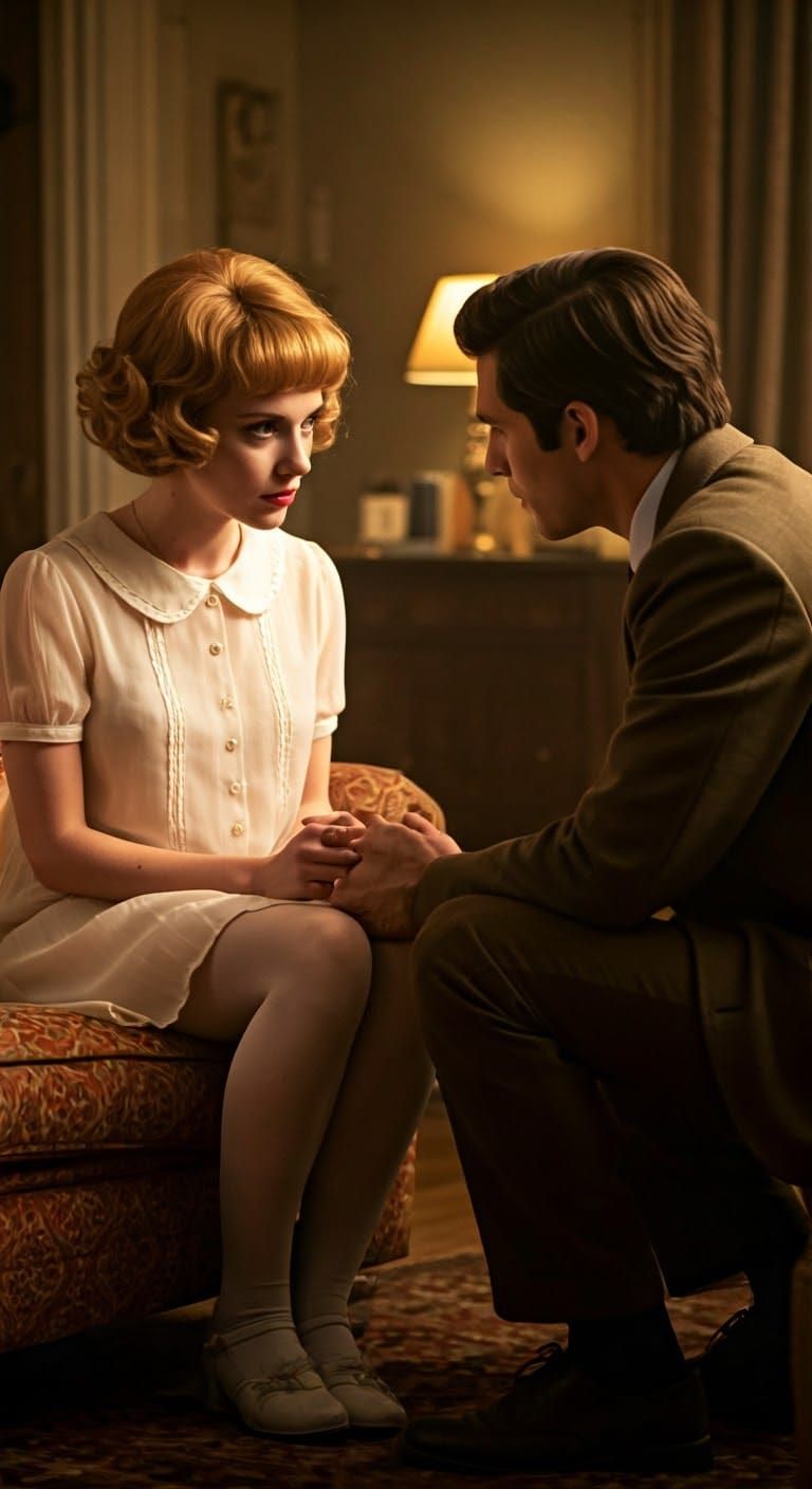 Cinematic Moment of Introspection in a Cozy 1960s-Inspired C...