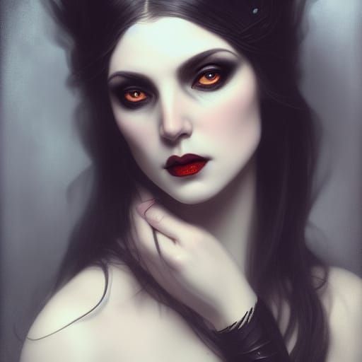 Gothic Vampire Lady in Art Nouveau Style