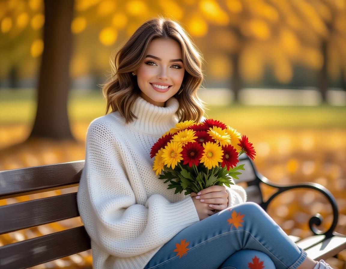 Autumn Park Beauty with Chrysanthemums - Cinematic Photo