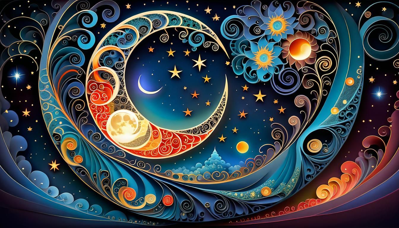 Swirling Moon Night Scene in Van Gogh Style