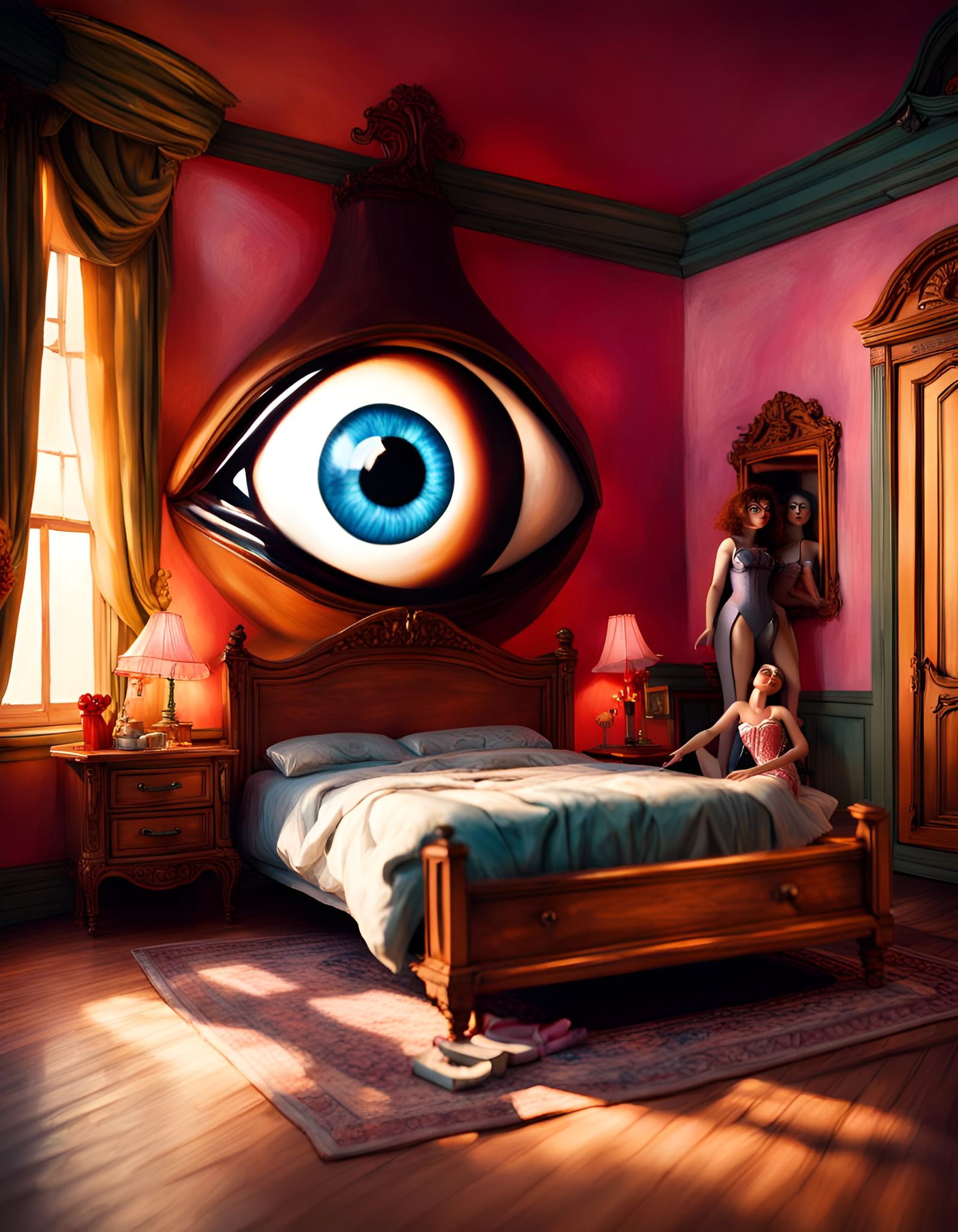 Giant Eye Peeks into Dollhouse Bordello
