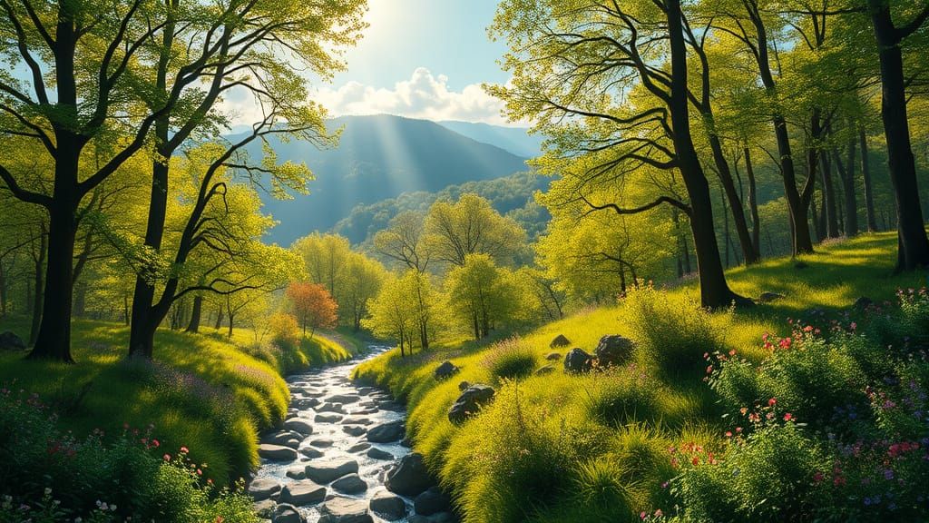 Spring time forest on hilltop