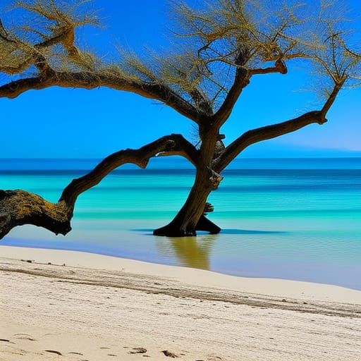 Puppies Playing on Surreal Beach in Spring