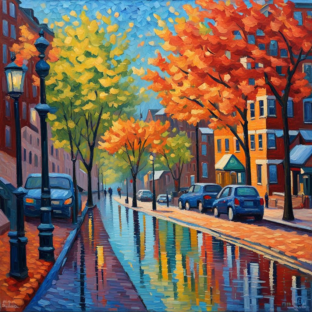 Boston in Neo-Impressionist Expressionist Style