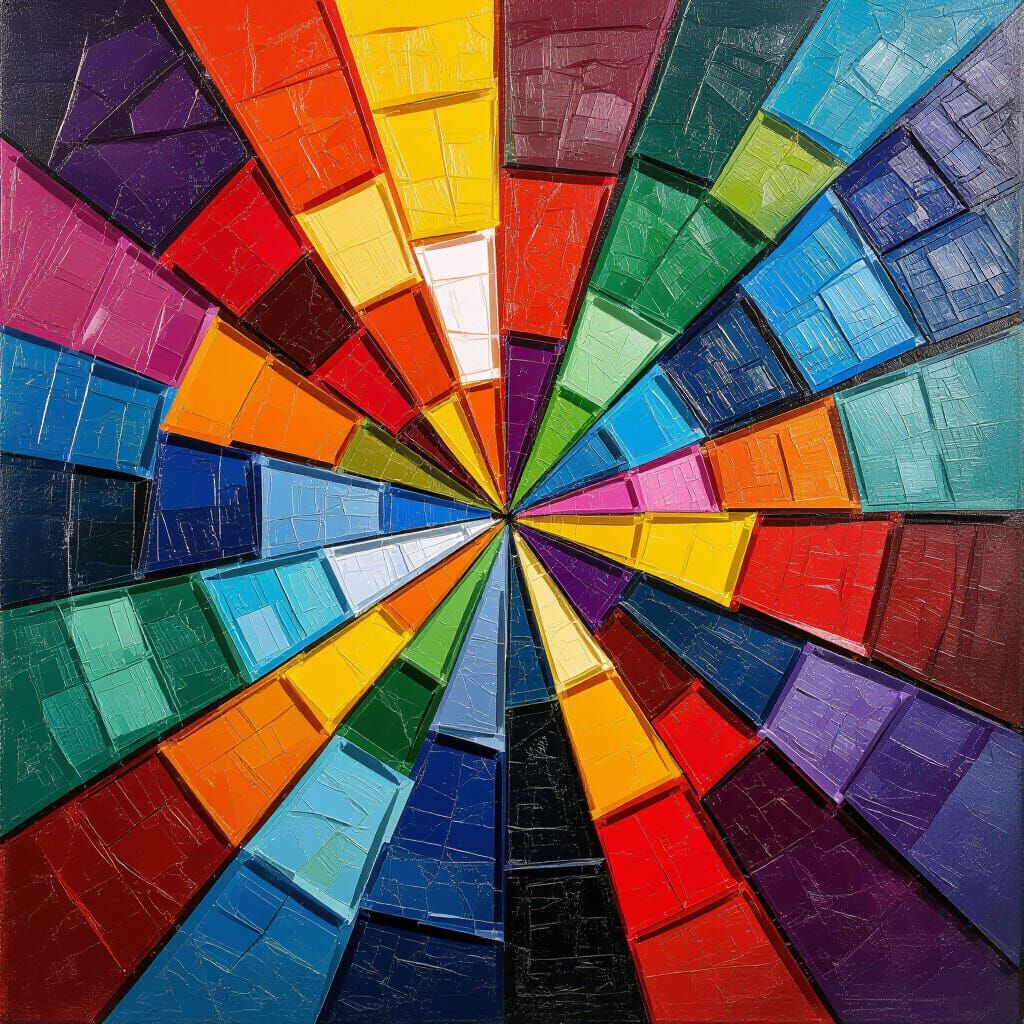 Colorful Shattered Glass in Impasto Painting Style