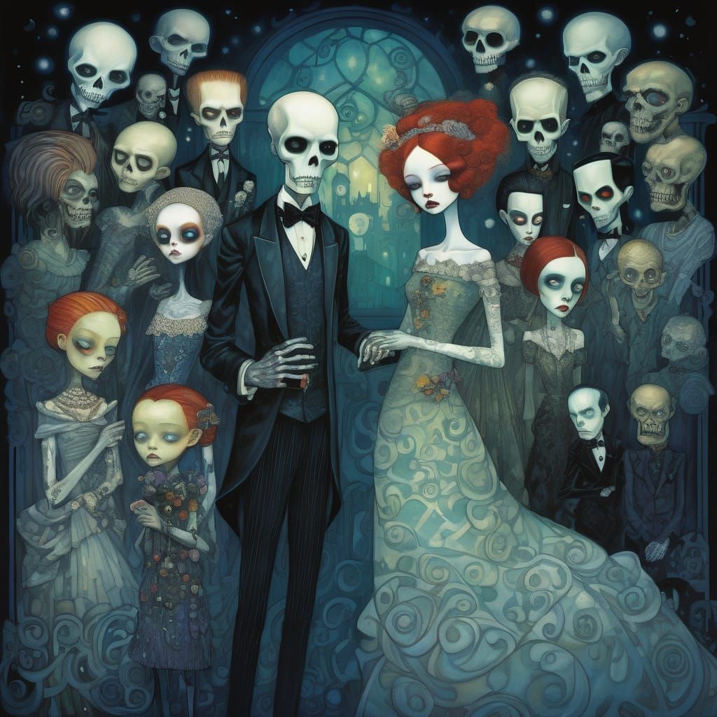 Undead Prom Night Scene with Gothic Undertones