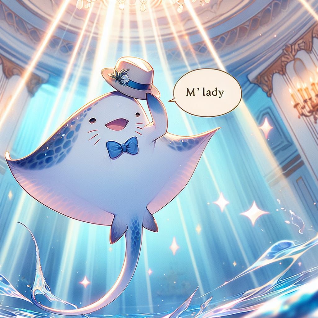 Anime Skate Ray in Underwater Ballroom