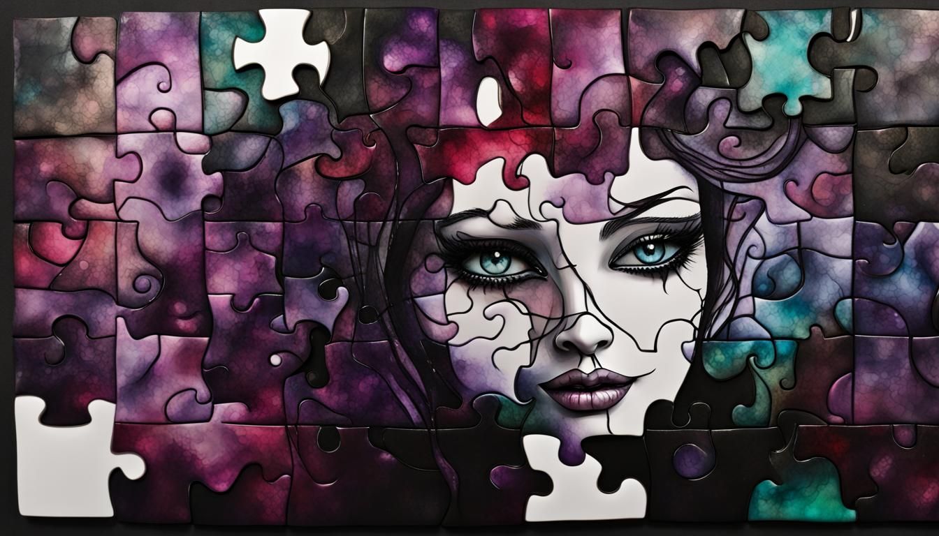 Gothic alcohol inks what a puzzle woman is