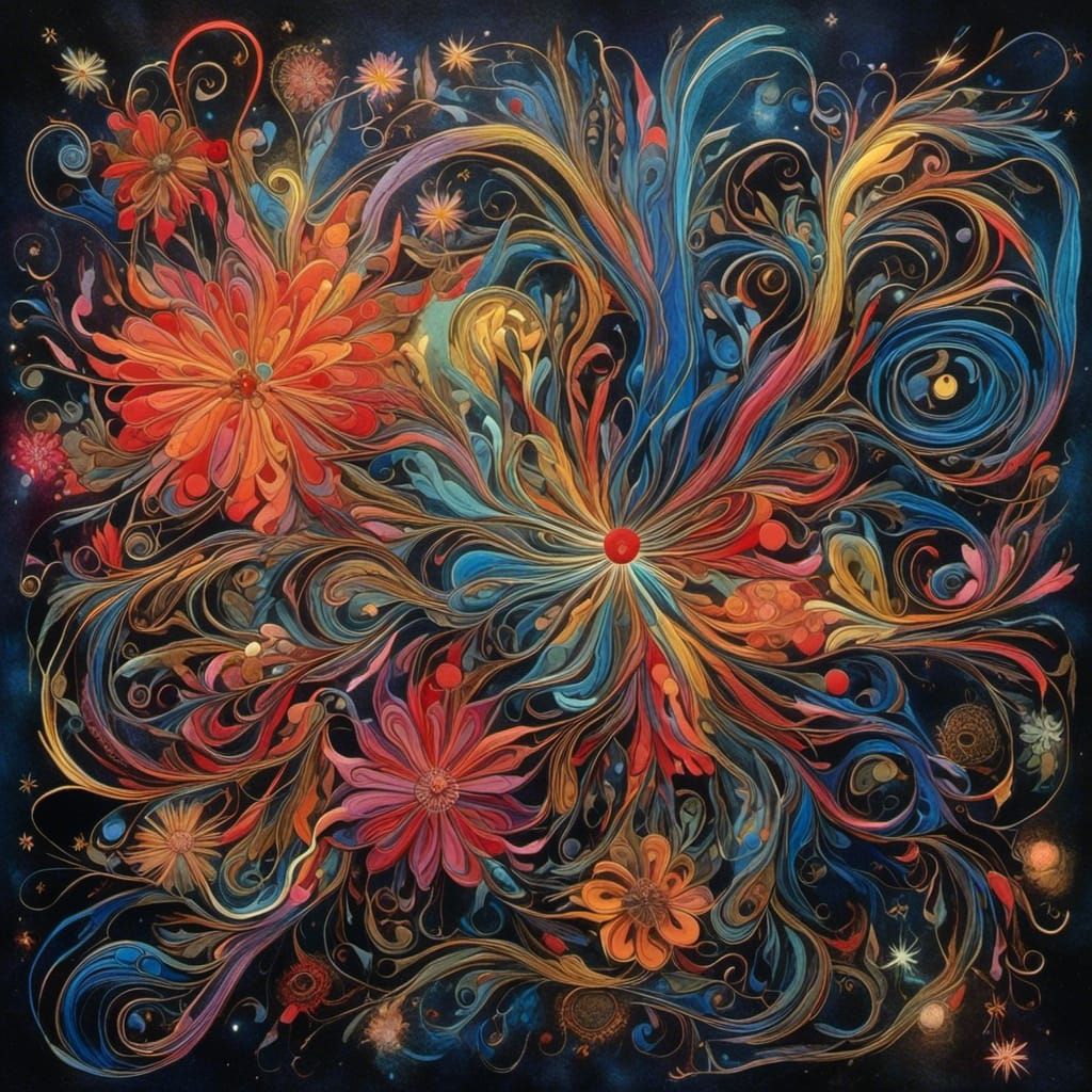 Bioluminescent Flower Sculpture in Fantasy Garden