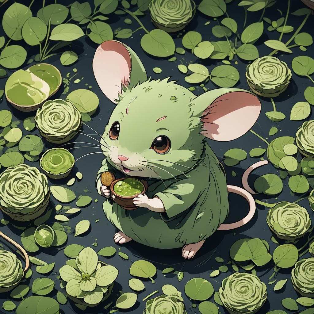 Matcha Mouse in Anime Manga Style