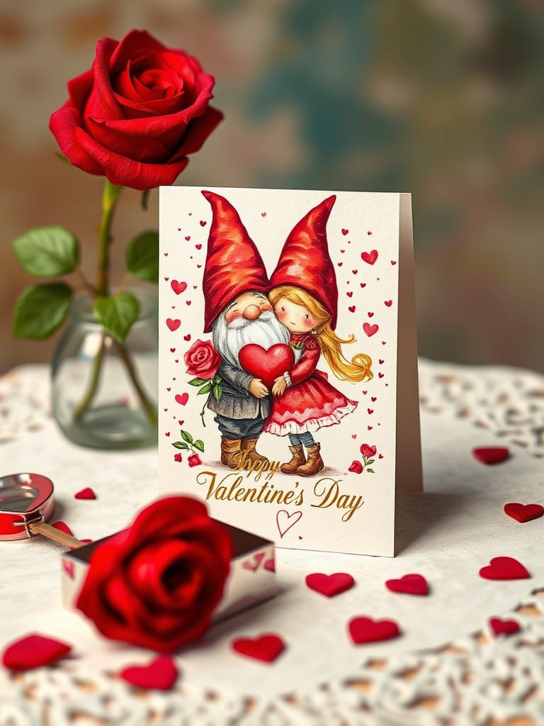 Whimsical Gnome Couple Celebrates Valentine's Day in a Fanta...