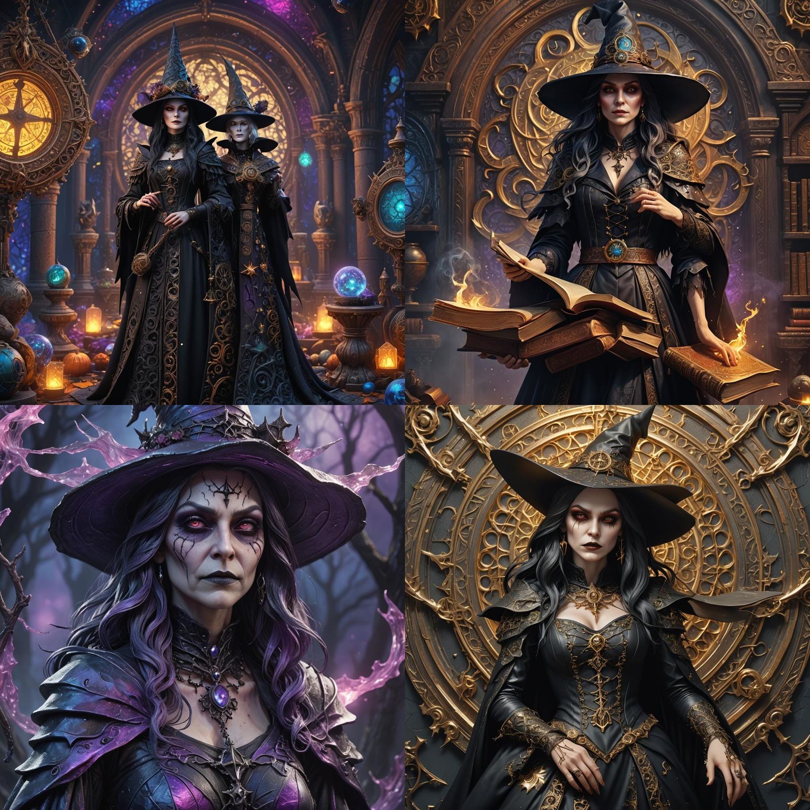 Gothic Witch Embossed Wall Hanging in 3D Digital Art