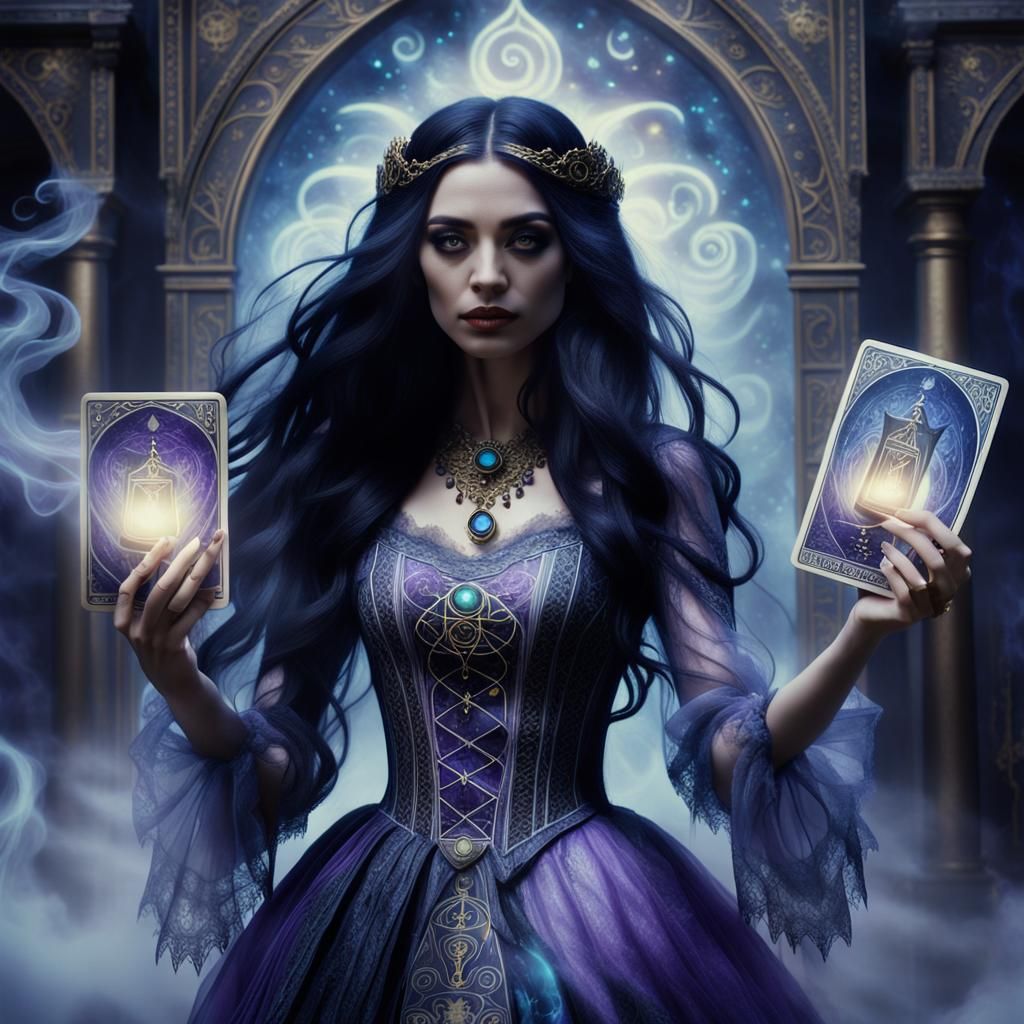 Tarot Card Girl in Tim Burton Style