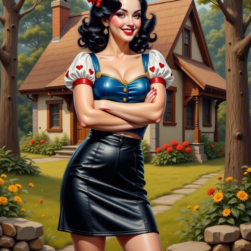 Snow White as Pin-Up in Oil Painting Style