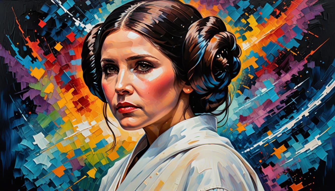 Princess Leia in Neo-Expressionist Oil Painting