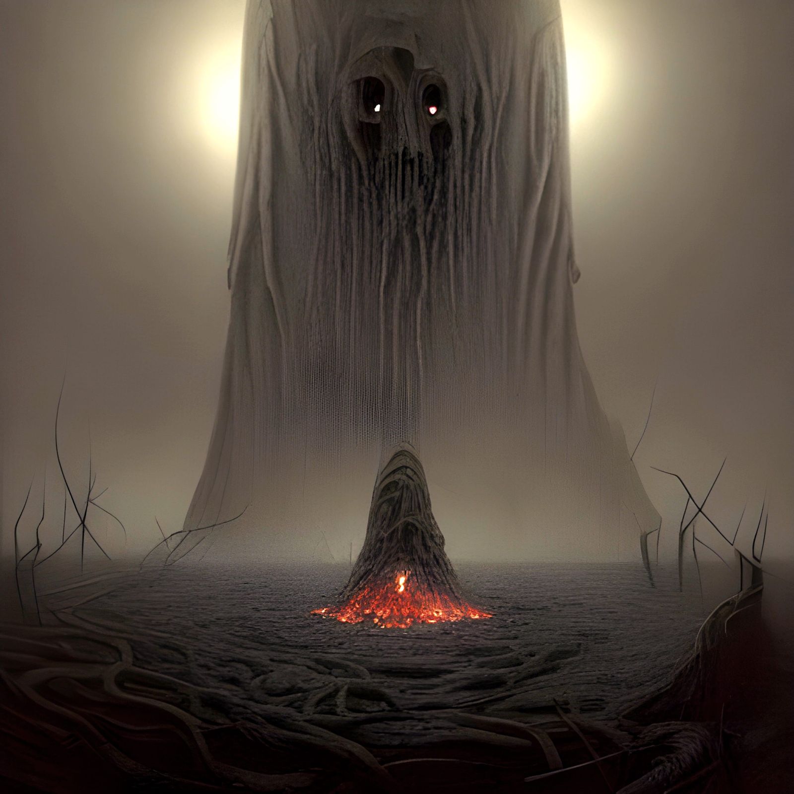 Damned Souls Burning in Hell in Digital Illustration