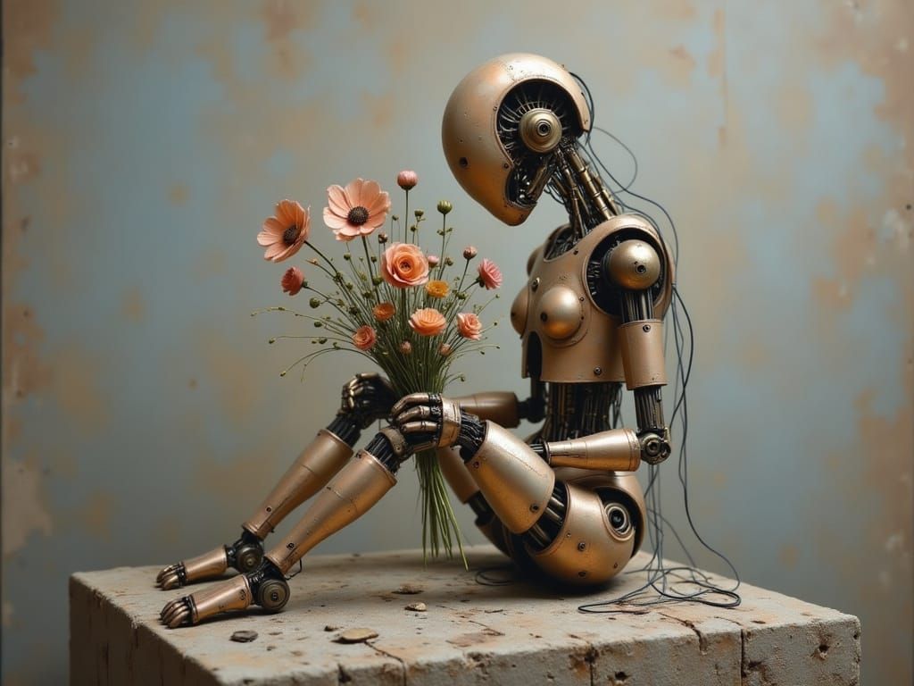 Ravishing Robot in Distressed Metallic Beauty