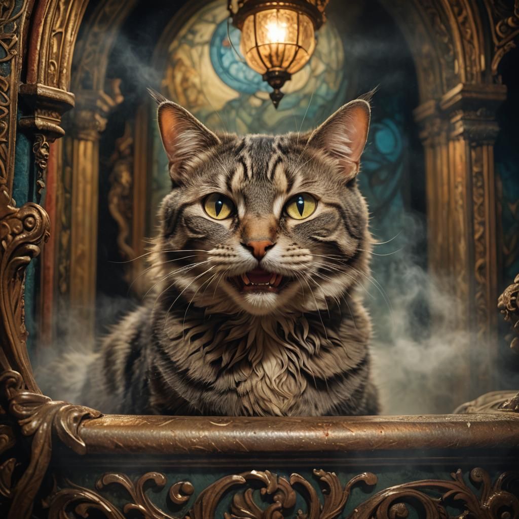 Uncanny Surreal Grinning Cat