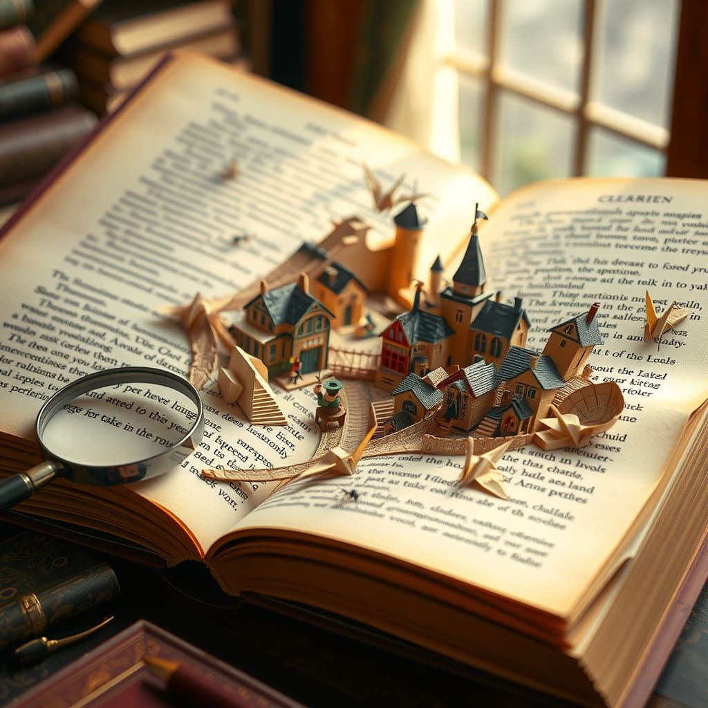 Magical Miniature Village Carved in Vintage Book