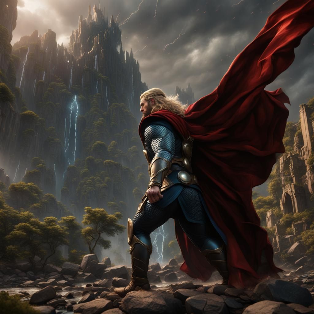 Detailed Matte Painting of Thor in Unreal Engine 5