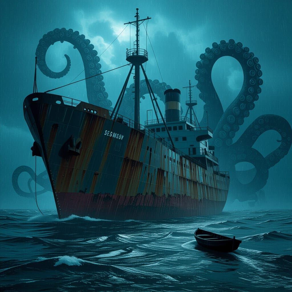 Terrifying Abandoned Ship Drifting on Stormy Ocean