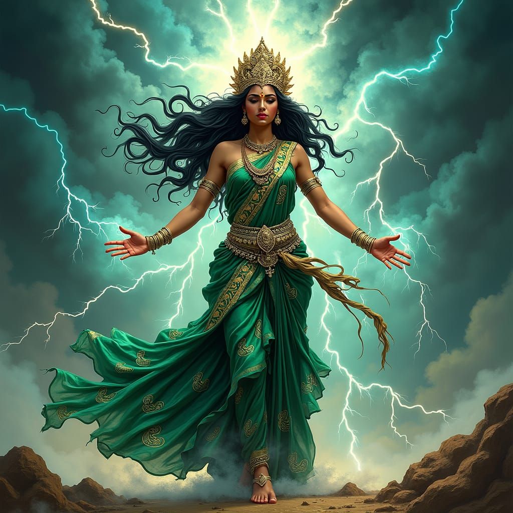 Hindu Thunder Goddess Summons Stormy Skies
