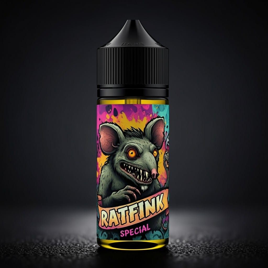 Vapor Juice Label with Ratfink Special Banner