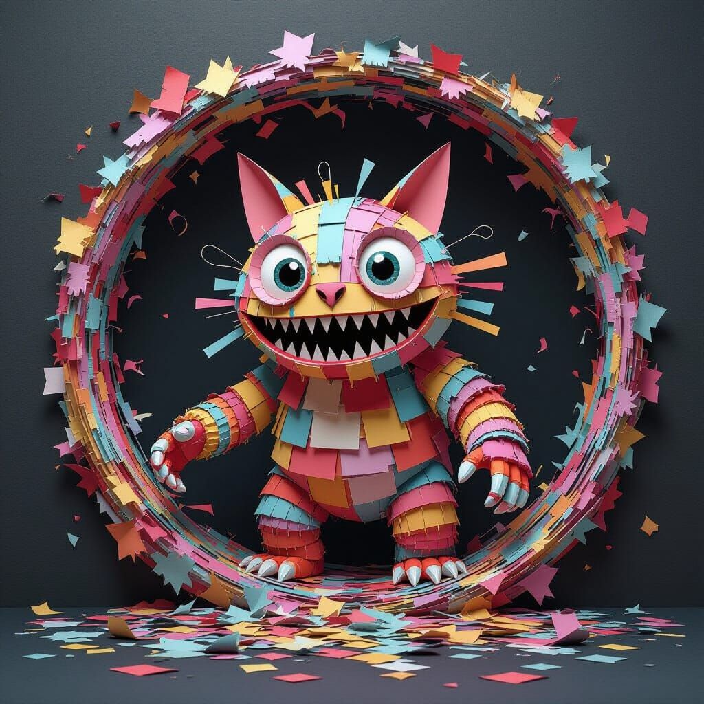 Giant Papercraft Creature from Colorful Vortex