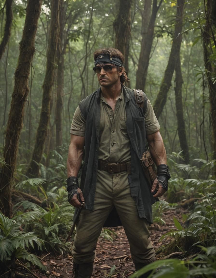 Rambo as Harry Potter: Hyperrealistic Jungle Wizard