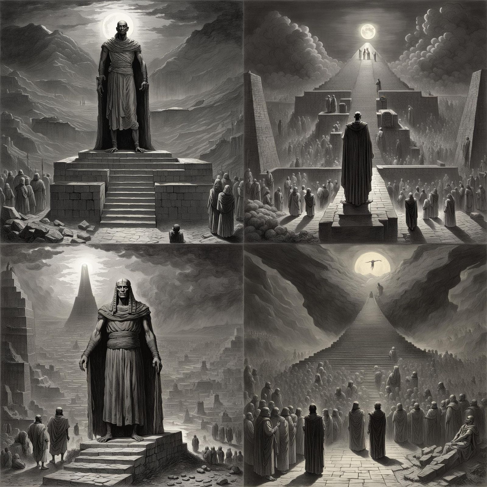 Imhotep Rising: A Horror Scene in Art Style