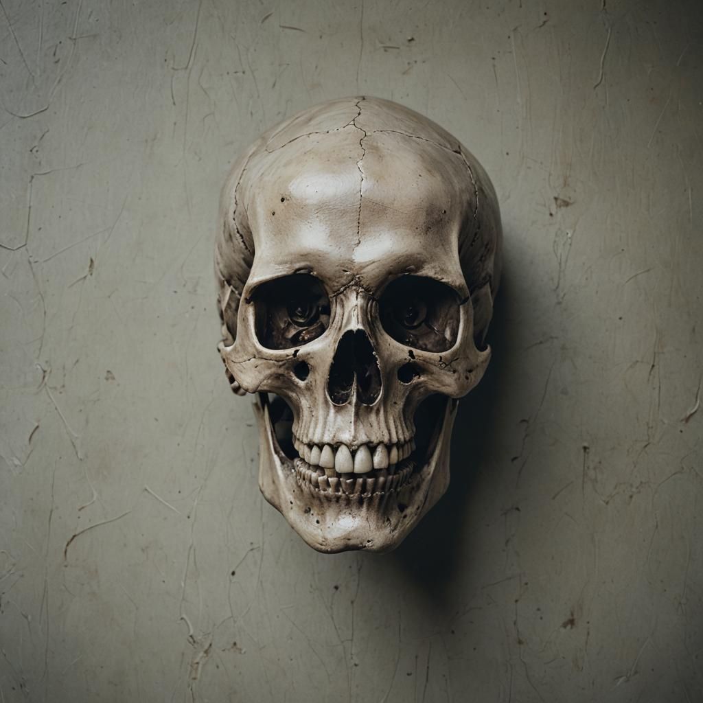 Ambient Lit Skull Portrait in Artistic Style