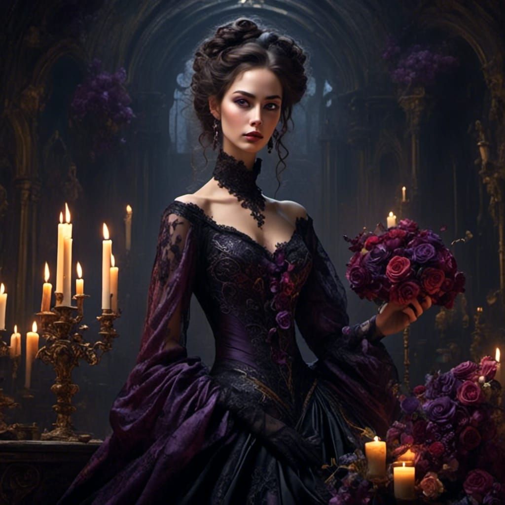 Elaborate Gothic Bride in Dark Fantasy Art