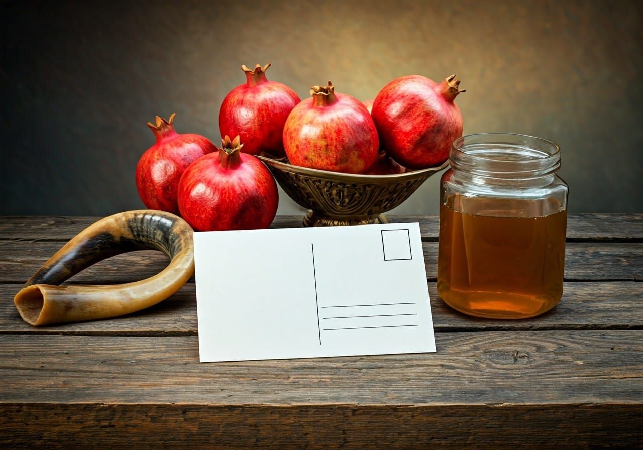 Jewish Still Life with Shofar and Pomegranates