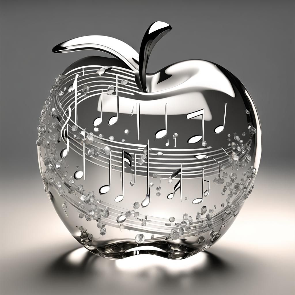 Crystal Apple with Musical Instruments