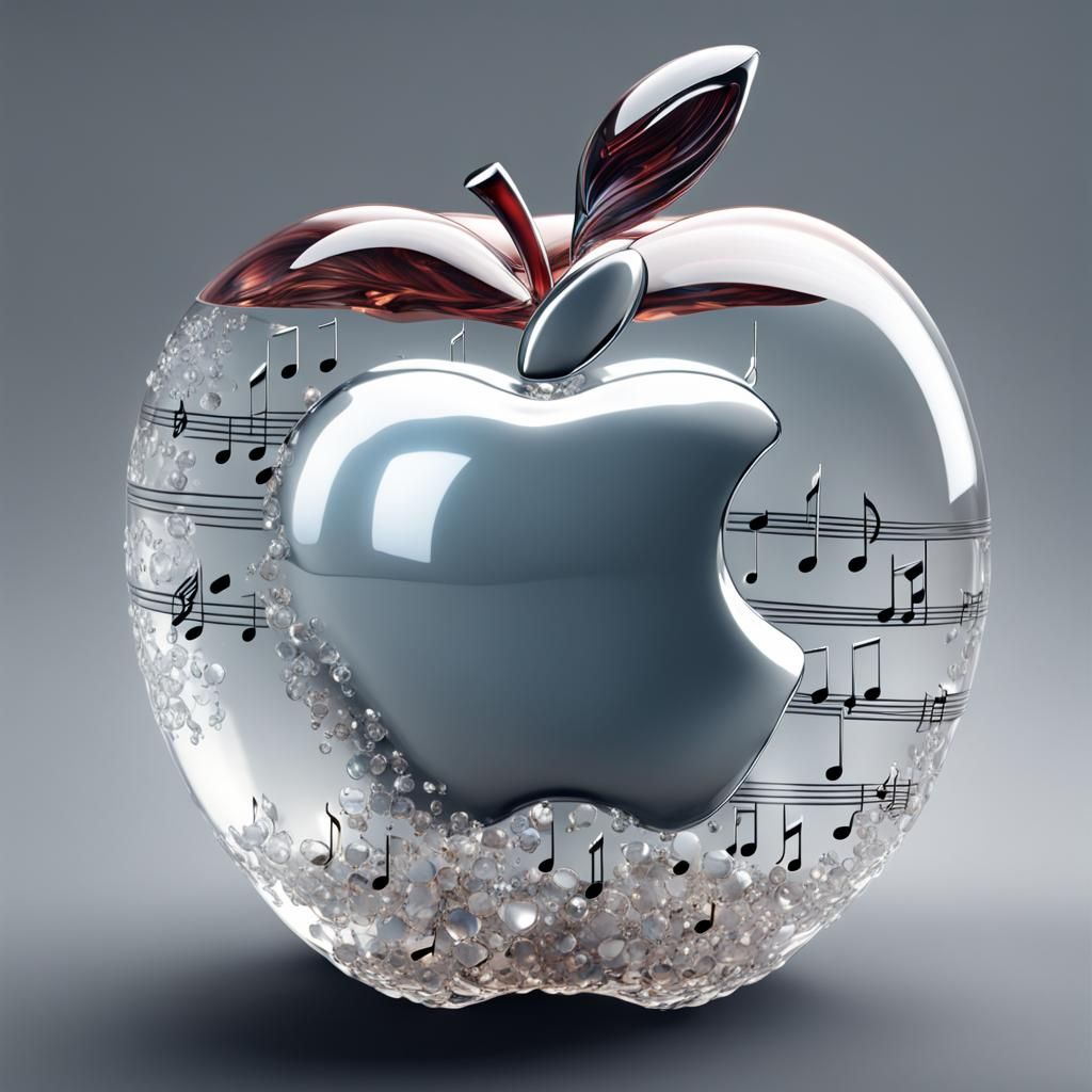 Crystal Apple with Musical Instrument Shapes