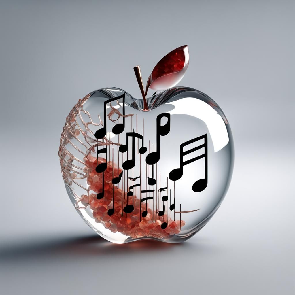 Crystal Apple Filled with Musical Instruments