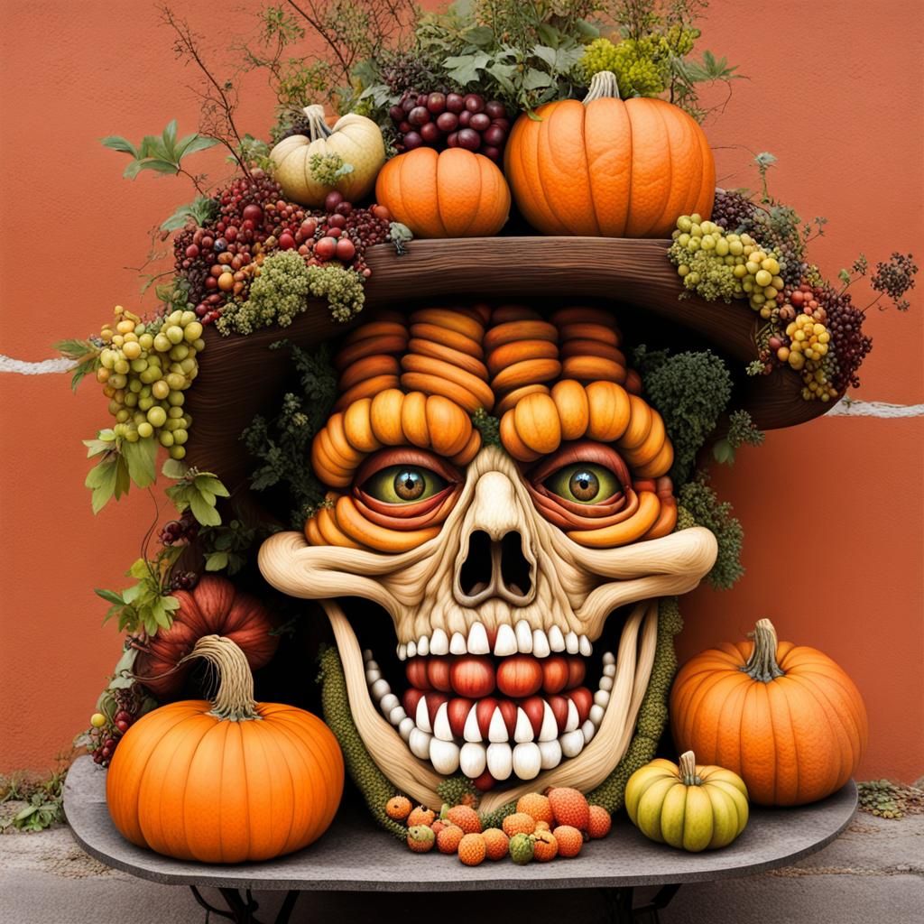 Arcimboldo-Style Halloween Street Art Mural
